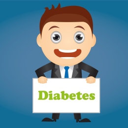 Illustrerad man som håller ett plakat med ordet Diabetes. BIld: nneem från Pixabay.