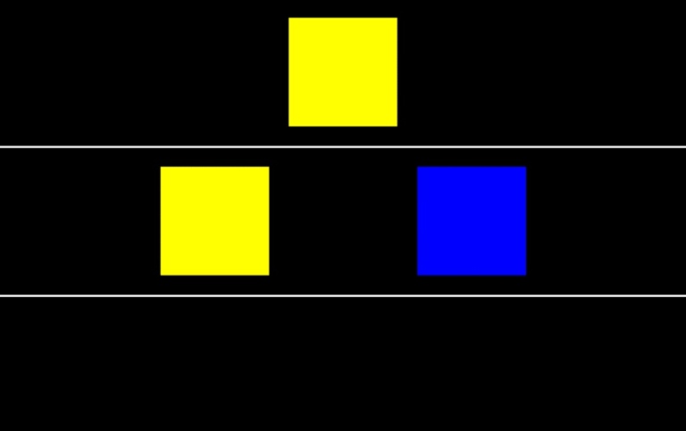 Screenshot showing three squares from the pre-training of memory tests.