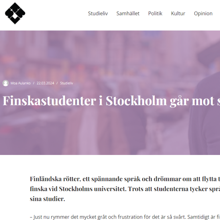 Skärmdump från Studentbladet