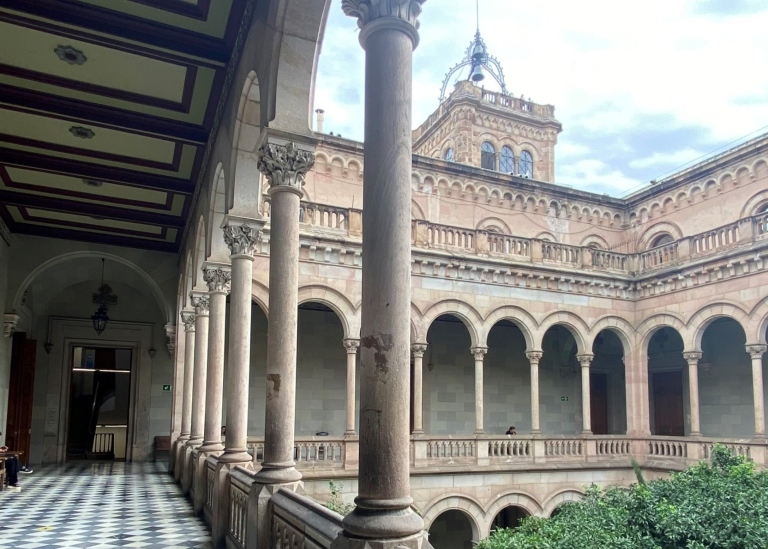 Pillars around a courtyard.
