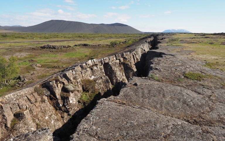 crack on the land scape done by an earthquake