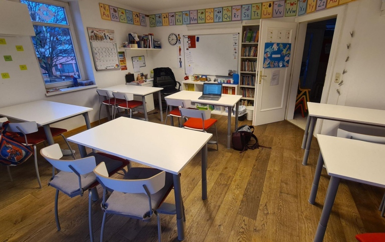 Klassrum i Svenska Skolan i Wien.