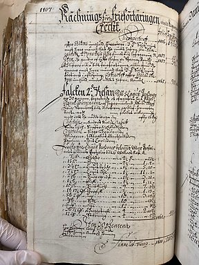 A page in a 1600s book showing items on Falken