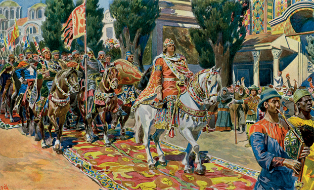 Sigurd går in i Kostantinopel av Andreas Bloch, 1860–1917.