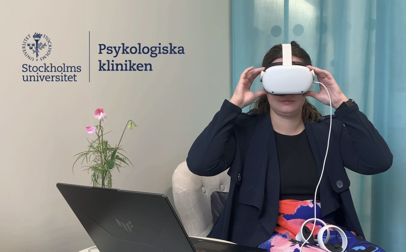 Woman with VR equipment.