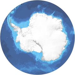 Karta över havsbotten runt Antarktis.