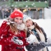 Students in the snow on campus Frescati