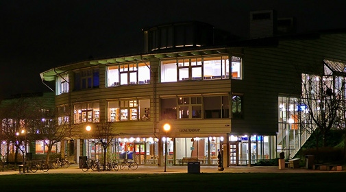 The Geo-Science Building by night.