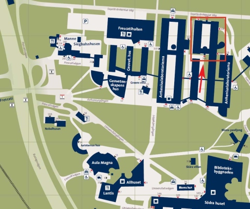 Map over the university area where the Department of Ecology, Environment and Plant Sciences is indicated.