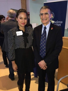 Amanda Gonzalez Bengtsson (moderator) and Professor Aziz Sancar