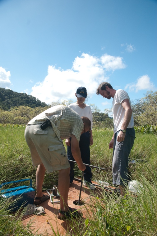 Coring platform placed directly on the grass Coring platform placed directly on the grass
