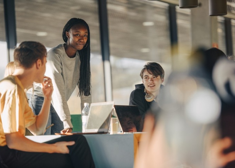 Group of students studying together