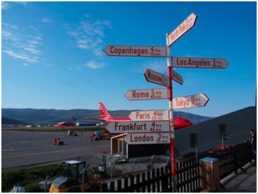 Signs outside the Airport in Kangerlussuaq.
