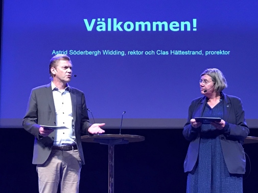 Clas Hättestrand, prorektor, och Astrid Söderbergh Widding, rektor.