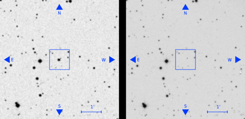 A light source depicted in the left image has disappeared in the right, more recent, image.
