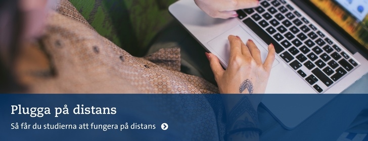 Student som pluggar på distans vid sin dator