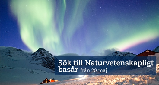 Norrsken över universitetets forskningsstation i Tarfala 2019. Foto: Petter Hällberg