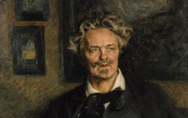 Oljemålning som föreställer August Strindberg