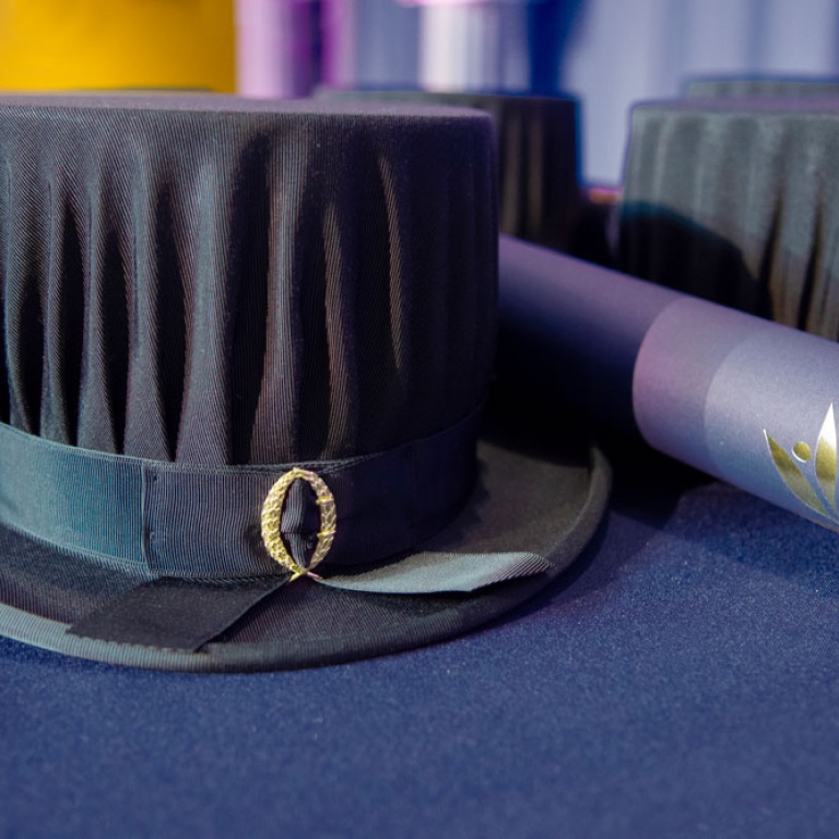 Doctoral hat and diploma