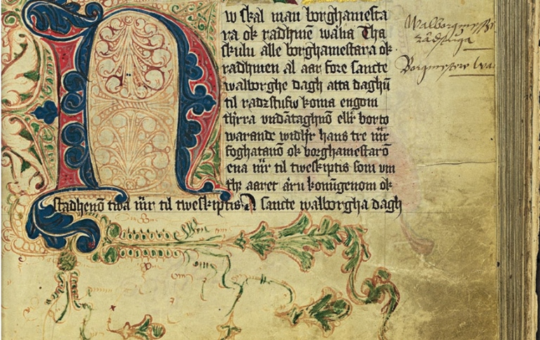 Handskrit med Magnus Erikssons stadslag från 1350-talet