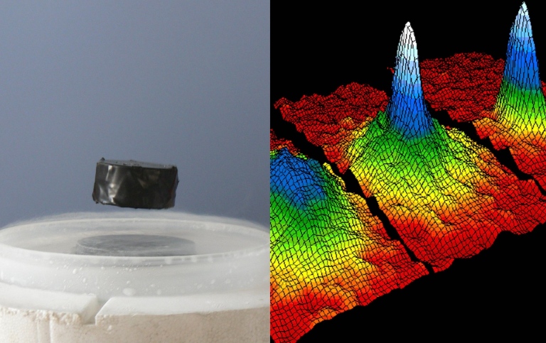 Left: superconductivity. Right: Bose-Einstein condensate