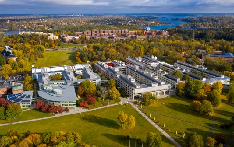 Aerial view over the Frescati campus and Stockholm. Photo: Sören Andersson