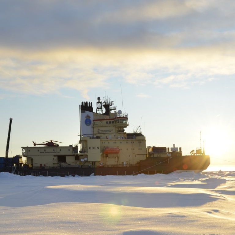 An ice breaker in the Arctic.