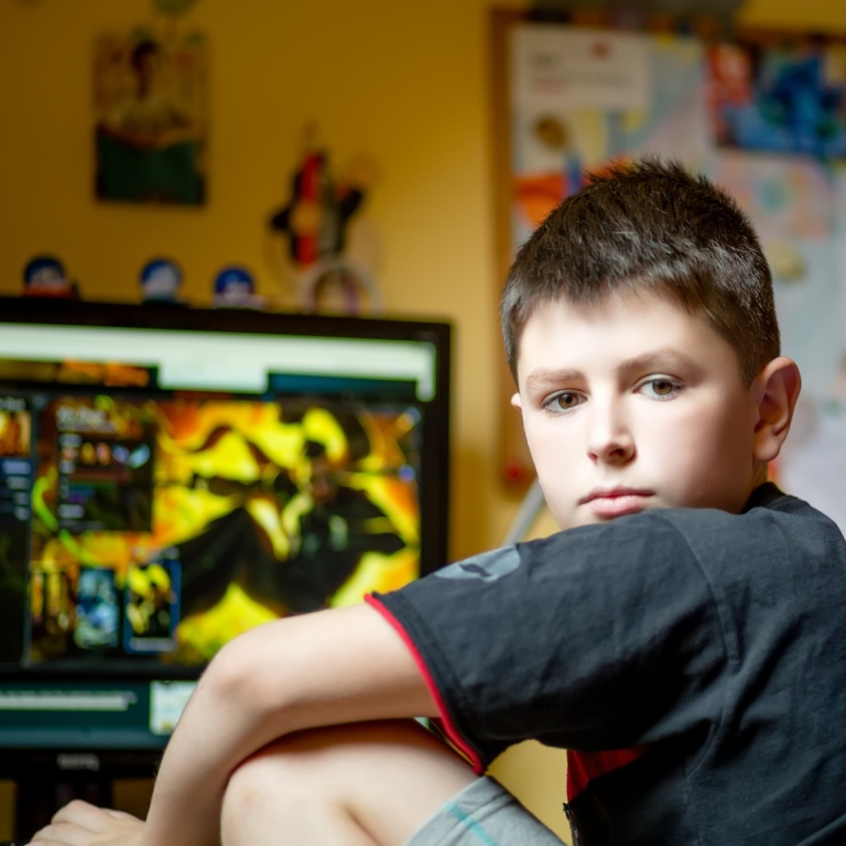 Pojke spelar datorspel hemma i sitt rum. Foto: Artush/Mostphotos
