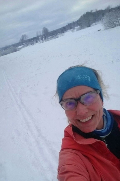 Britta Sannel selfie i skidspåret