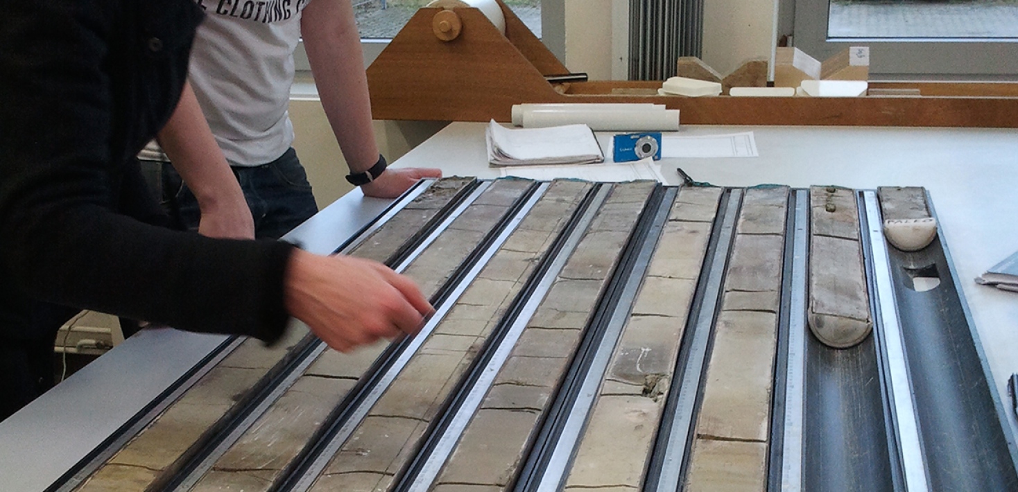 a table with sediment cores. Photo: Private