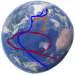 Det globala havscirkulationsmönstret består av stora havsströmmar som sträcker sig över världshaven.