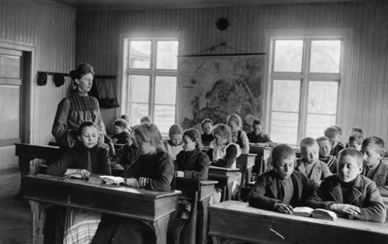 Skolklass i början på 1800-talet
