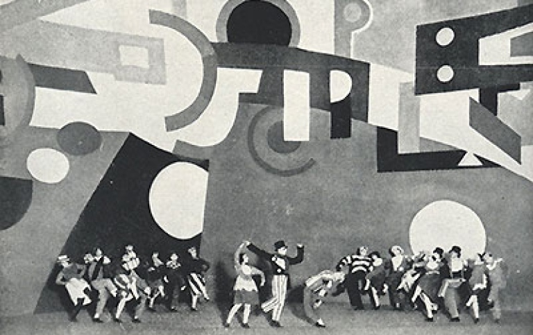 Den svenka baletten i Paris 1922. Dekor Fernand Léger. Källa. Sohlmans musiklexikon. Wikimedia Commons.