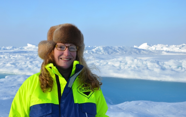 Pauline Snoeijs Leijonmalm på Nordpolen under en tidigare expedition. Foto: Peter Sylvander