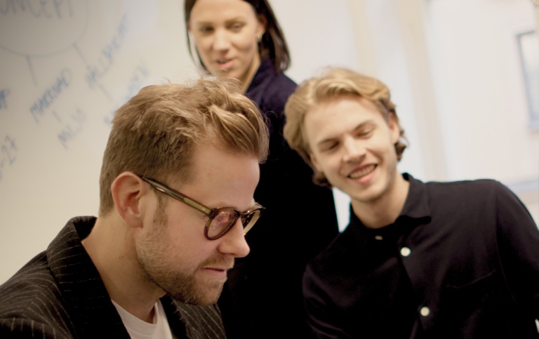 Three students working