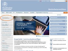 Skärmdump på landningssidan av su.se/kommunikation