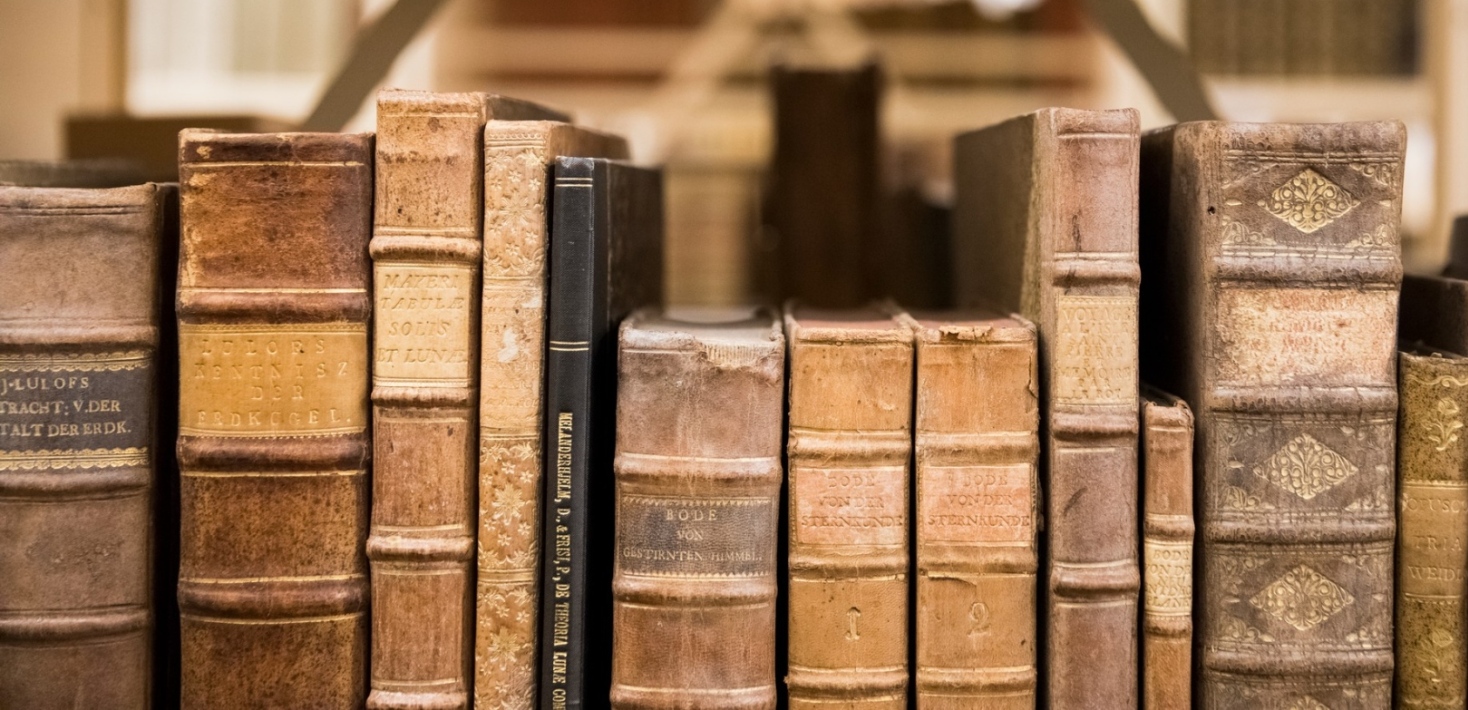 Shelf of old books.