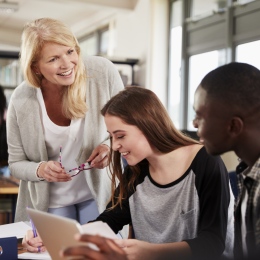 Teacher is discussing with students.