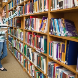 Student in a library