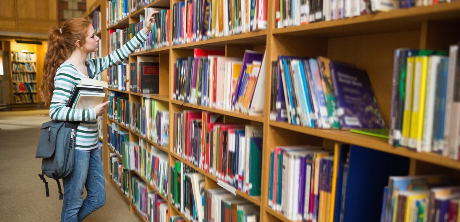 Student in a library