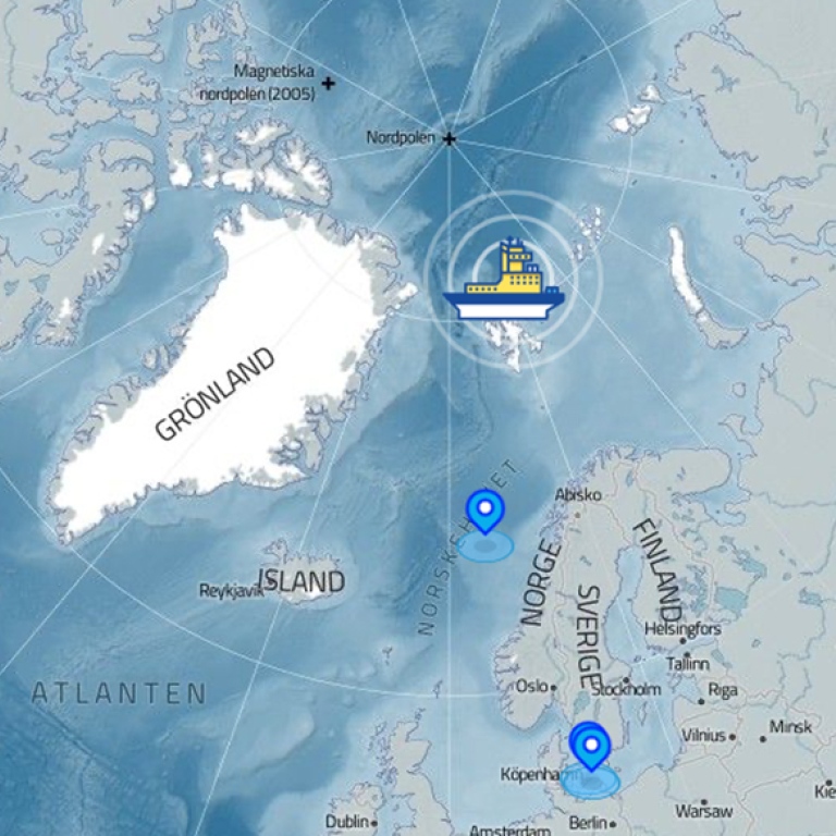 Map showing greenland and surrounding countries