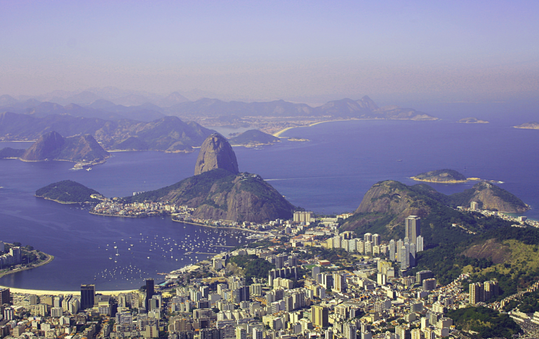 Klassisk vy av Sugar loaf berg, Rio de Janeiro, Brasilien.