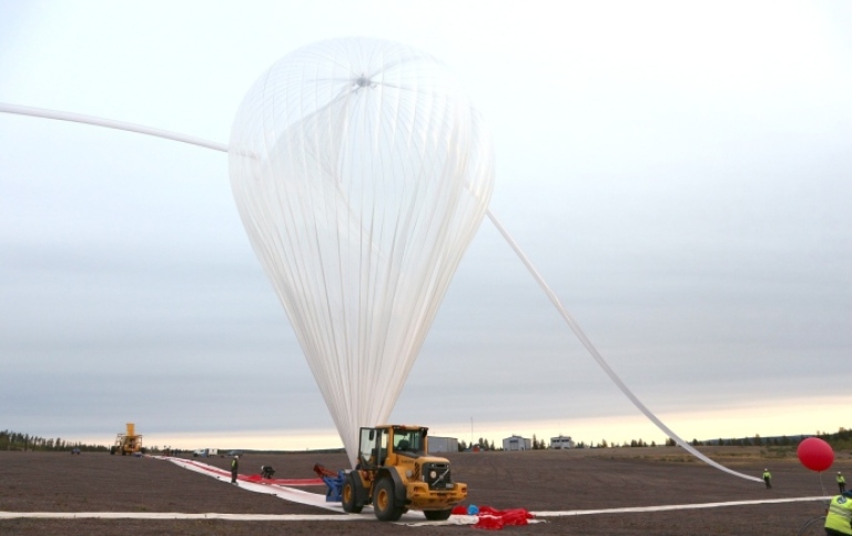Bild från en uppsändning av en forskningsballong från Esrange 2019.  Foto: SSC