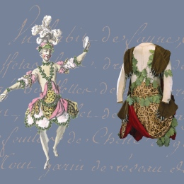 Faune. Design created by Adam David, with the following sources- Costume sketch of 'Faune' by Louis-René Boquet and workshop (1766), Biblioteka Uniwersytecka w Warsawe; Costume ‘En vildes klädning’ (1778), Livrustkammaren/Statens historiska museer, Stockholm; Text from Inventaire général de l’Opéra (1767), BnF - Bibliothèque-Musée de l’Opéra, Paris.