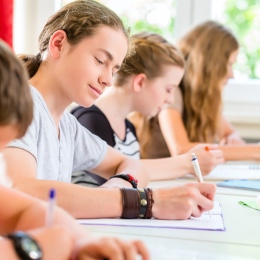 High school students writing