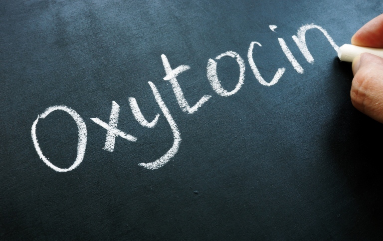 Oxytocin written on the blackboard. Photo: iStock