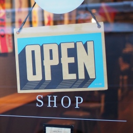Shop with Open sign. Photo: StockSnap from Pixabay.
