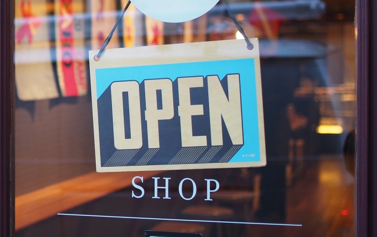 Shop with Open sign. Photo: StockSnap from Pixabay.