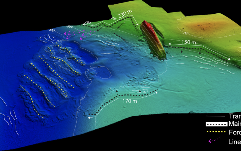 3D-bild av Estonia och bottenområdet runt omkring