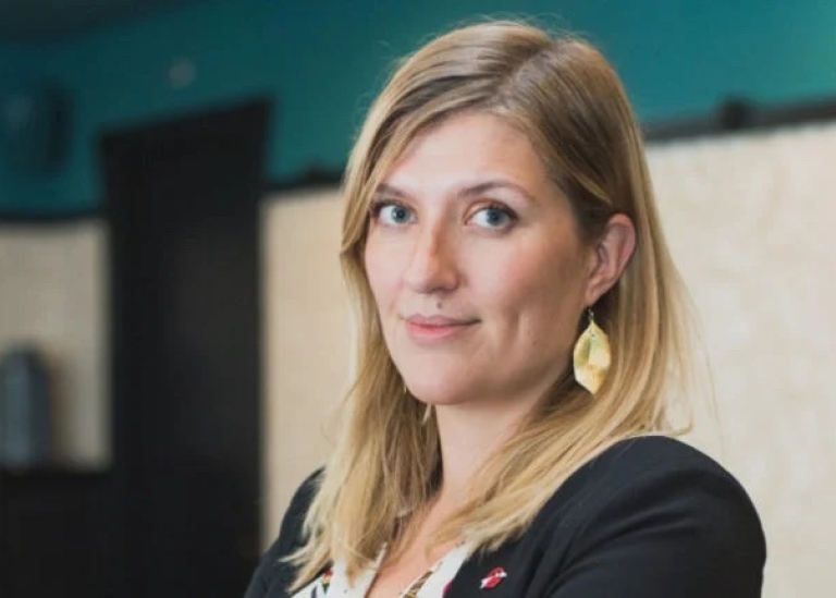 Beatrice Fihn (right) receiving the Nobel Peace Prize. Photo credit: ICAN/Jo Straube